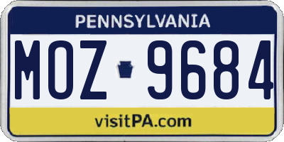 PA license plate MOZ9684