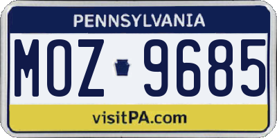PA license plate MOZ9685