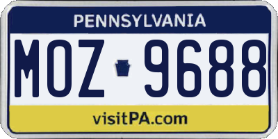 PA license plate MOZ9688