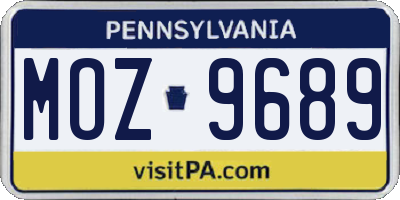 PA license plate MOZ9689
