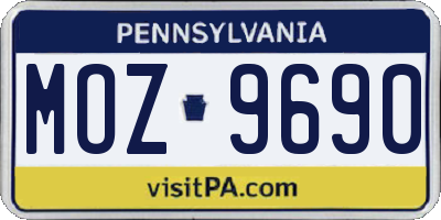 PA license plate MOZ9690