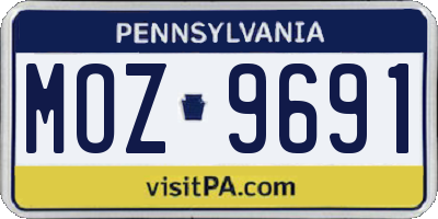 PA license plate MOZ9691