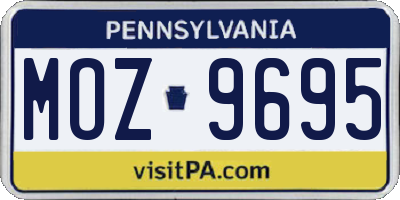 PA license plate MOZ9695