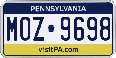 PA license plate MOZ9698