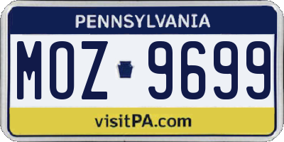 PA license plate MOZ9699