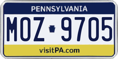 PA license plate MOZ9705