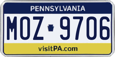 PA license plate MOZ9706
