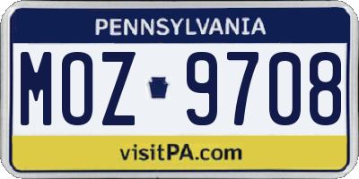 PA license plate MOZ9708