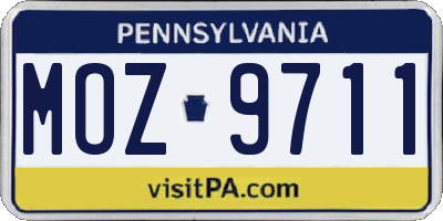 PA license plate MOZ9711
