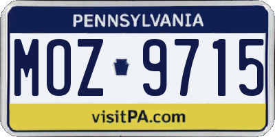 PA license plate MOZ9715