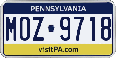 PA license plate MOZ9718