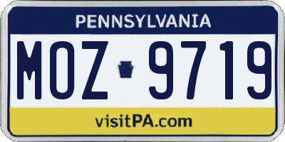 PA license plate MOZ9719