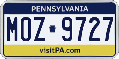 PA license plate MOZ9727