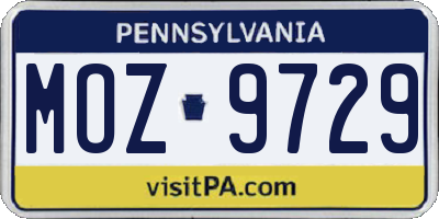 PA license plate MOZ9729