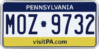 PA license plate MOZ9732