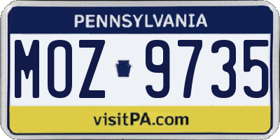 PA license plate MOZ9735