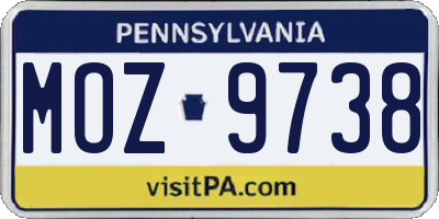 PA license plate MOZ9738