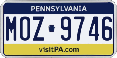 PA license plate MOZ9746