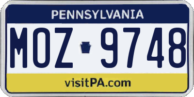 PA license plate MOZ9748