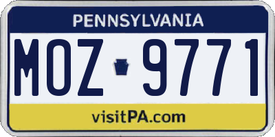 PA license plate MOZ9771