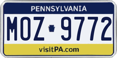 PA license plate MOZ9772