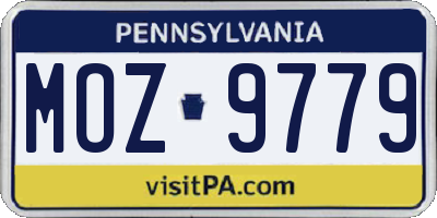 PA license plate MOZ9779