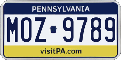 PA license plate MOZ9789