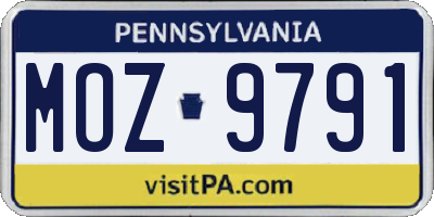 PA license plate MOZ9791