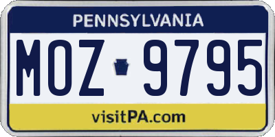 PA license plate MOZ9795