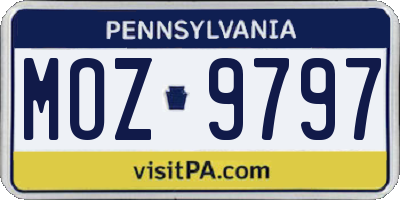 PA license plate MOZ9797