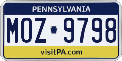 PA license plate MOZ9798