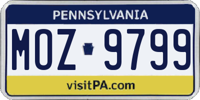 PA license plate MOZ9799