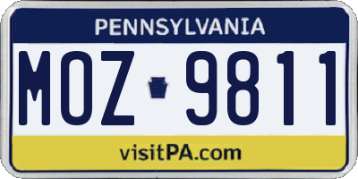 PA license plate MOZ9811