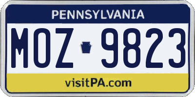 PA license plate MOZ9823