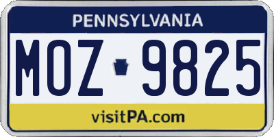 PA license plate MOZ9825