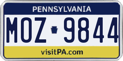 PA license plate MOZ9844