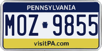 PA license plate MOZ9855