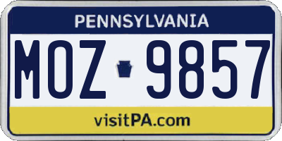 PA license plate MOZ9857