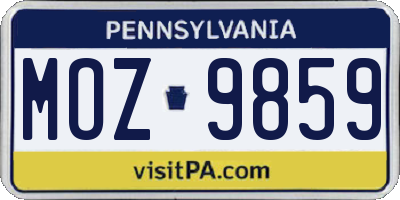 PA license plate MOZ9859