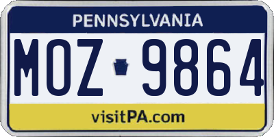 PA license plate MOZ9864