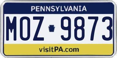 PA license plate MOZ9873