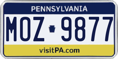 PA license plate MOZ9877