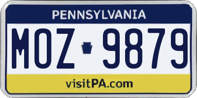 PA license plate MOZ9879