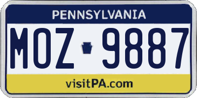 PA license plate MOZ9887