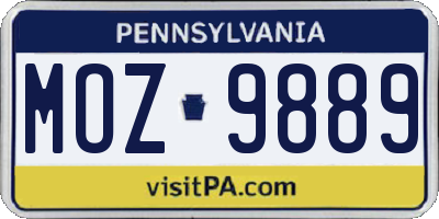PA license plate MOZ9889