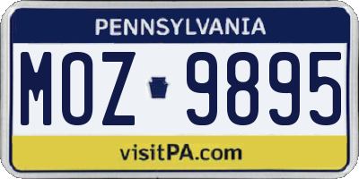 PA license plate MOZ9895