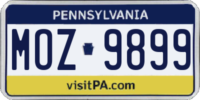 PA license plate MOZ9899