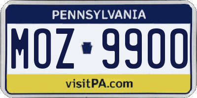 PA license plate MOZ9900
