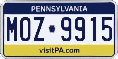 PA license plate MOZ9915