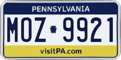 PA license plate MOZ9921